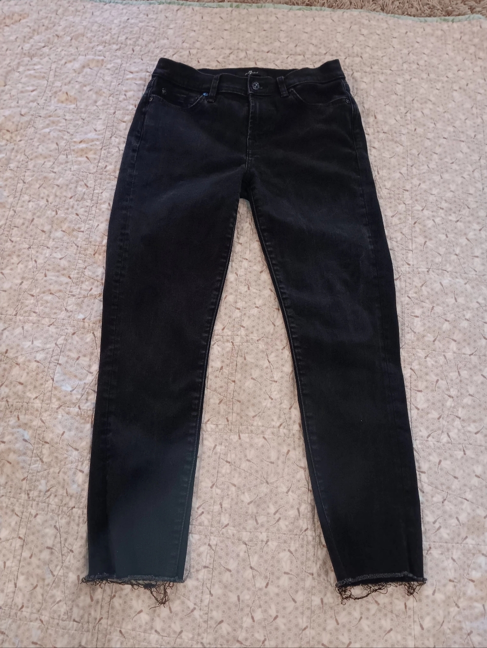 7 for all of mankind Black Skinny Jeans with Raw Hem